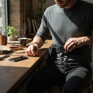 Vintage Bucheimer Clark Black Leather Tactical Buckleless Belt Safariland Gear